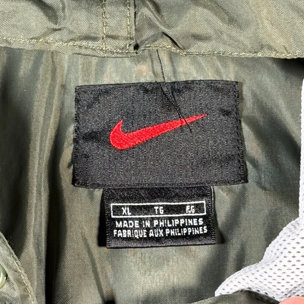 Vintage Nike Windbreaker Jacket‎ Hooded Olive Navy Blue Athletic Mens XL Wind